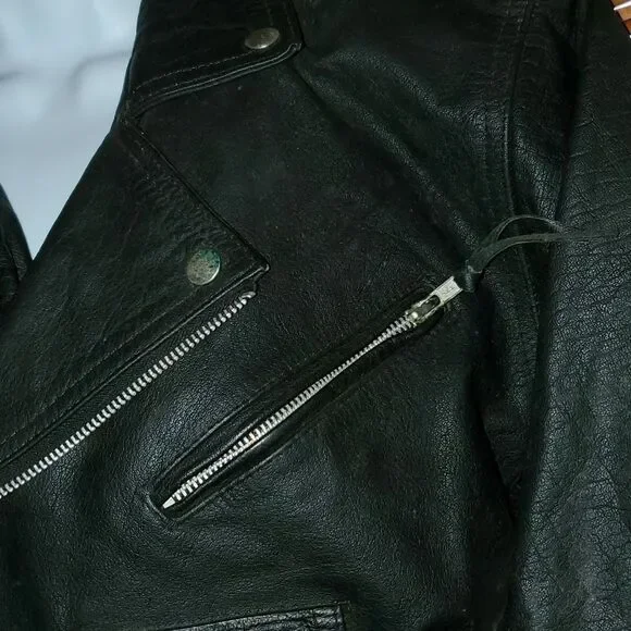 Vintage Wilson Leather Biker Moto Jacket 90 display picture 2